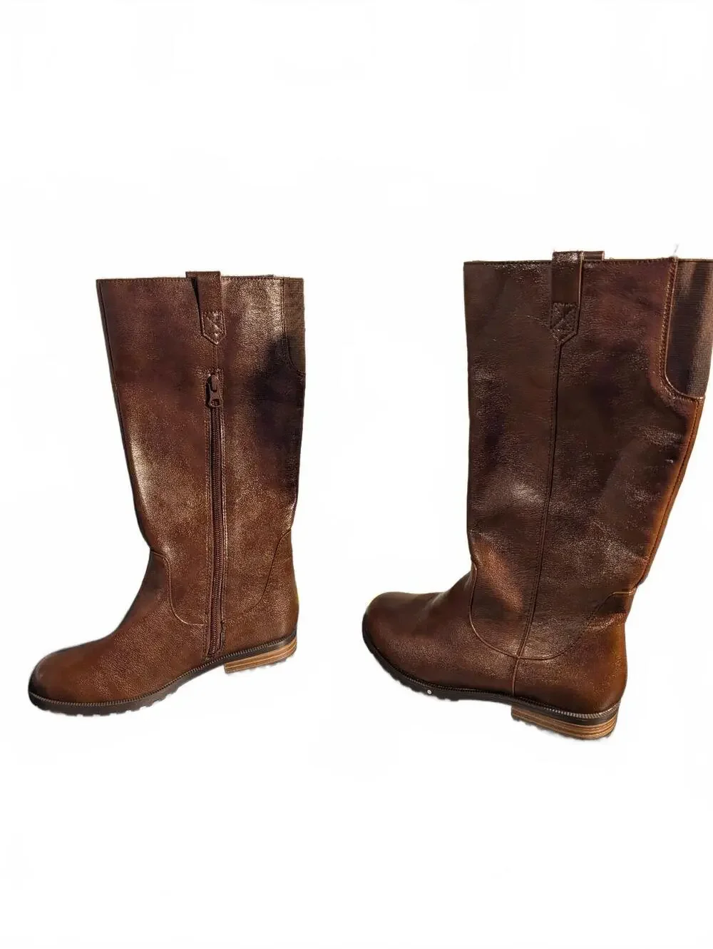 Cat & Jack Size 3 Tall Brown Riding Boots | Side Zip - Faux Leather